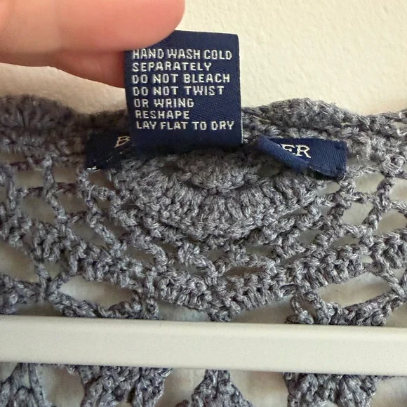 Boston Proper Blue/Gray Sequin Crochet Longline Cardigan (S) Fairy Grunge FLAWS - Picture 12 of 17